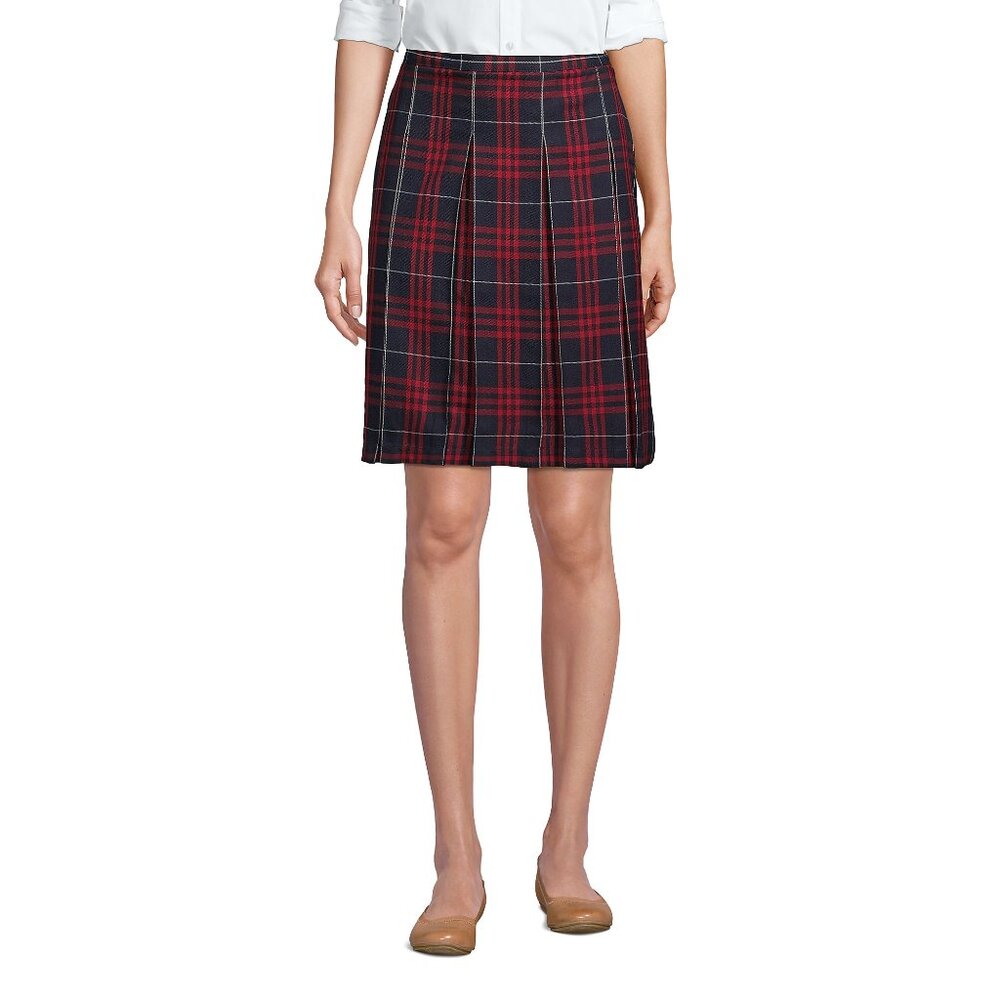 Lands' End Women's School Uniform Plaid Box Pleat Skirt, TOK,  NWT